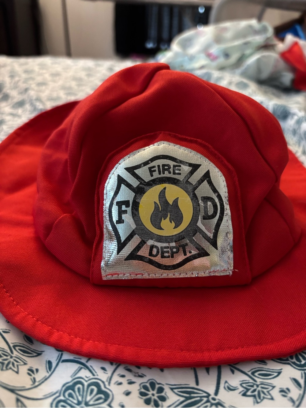 Kids Red Fire Department Play Hat